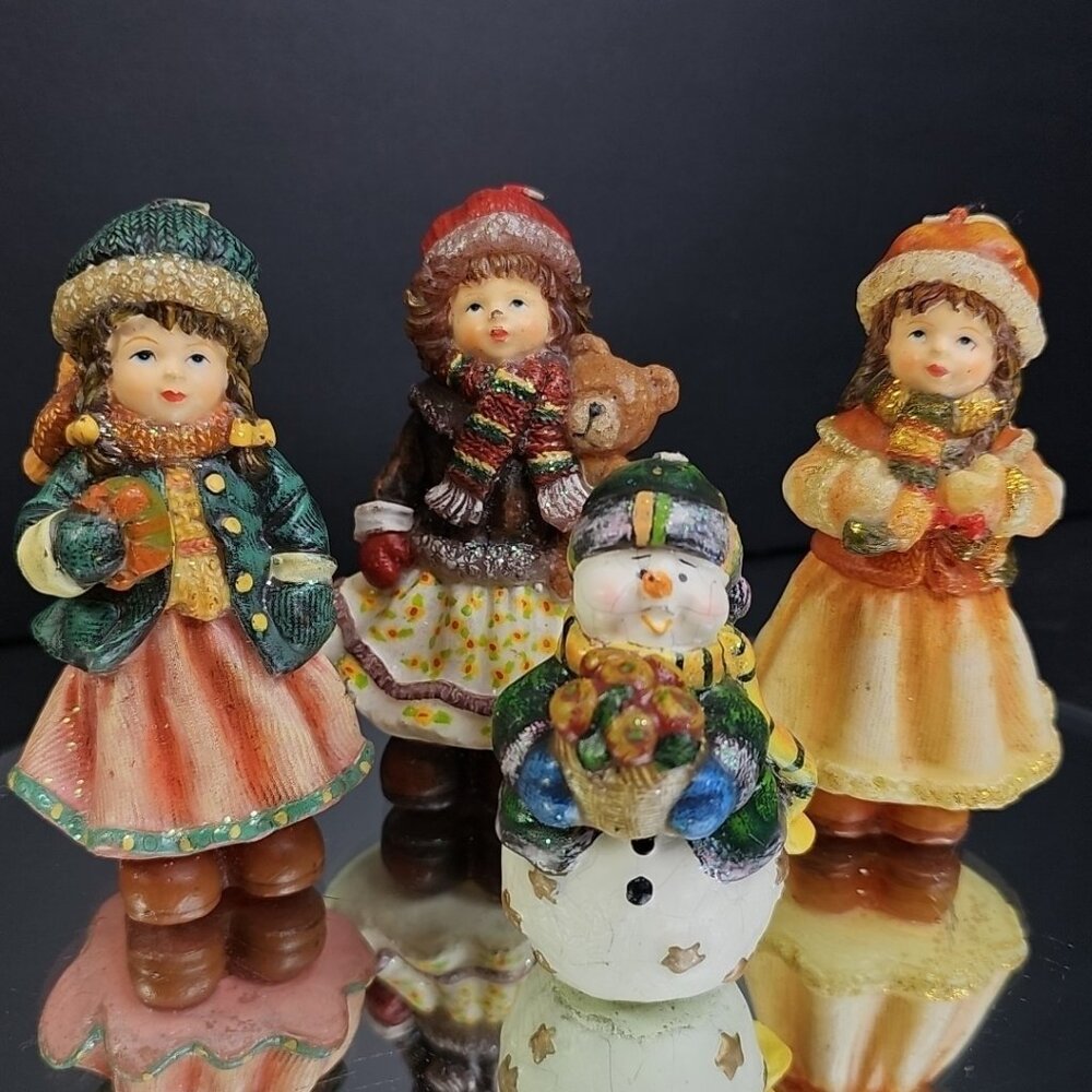 Gorgeous Candle Girls And Santa Christmas Decorations Unlit Wax Glitter Gift